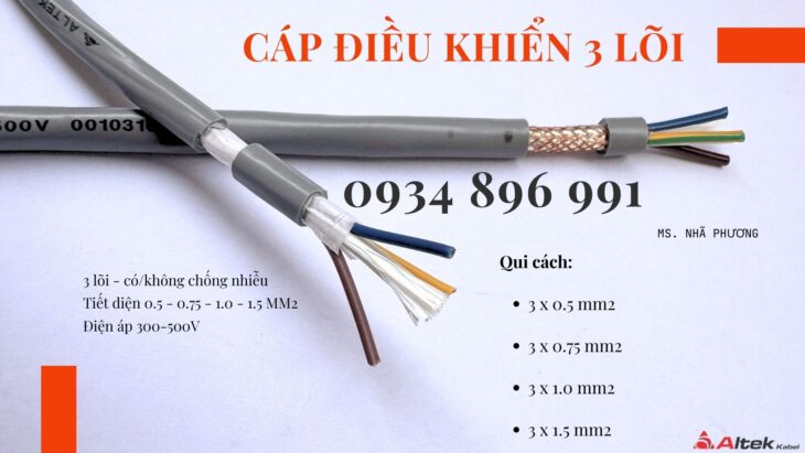 CÁP ĐIỀU KHIỂN 3 LÕI CHỐNG NHIỄU ĐÀ NẴNG, HUẾ, QUẢNG TRỊ CÁP ĐIỀU KHIỂN 3 LÕI CHỐNG NHIỄU ĐÀ NẴNG, HUẾ, QUẢNG TRỊ