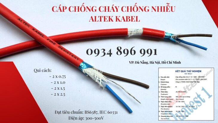 Cáp Điện Chống Cháy Chống Nhiễu 2×1.0 Giao Ngay Bình Dương, Quảng Nam, Quảng Ngãi.
