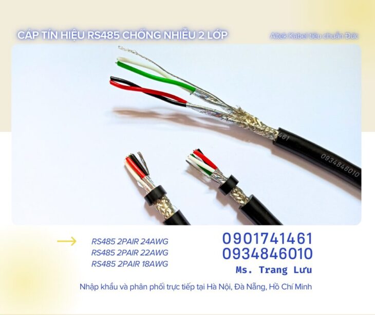 Cáp tín hiệu âm thanh chống nhiễu rs485 2 Pair 18awg/22awg/24awg
