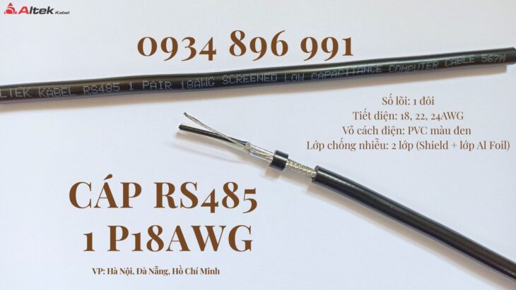 CÁP TÍN HIỆU RS485 1 PAIR 22 AWG KHÁNH HÒA, BÌNH ĐỊNH, GIA LAI