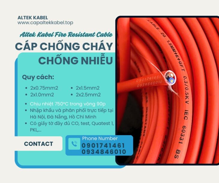 Cáp báo cháy 2x16AWG chống cháy chống nhiễu Altek kabel có kiểm định