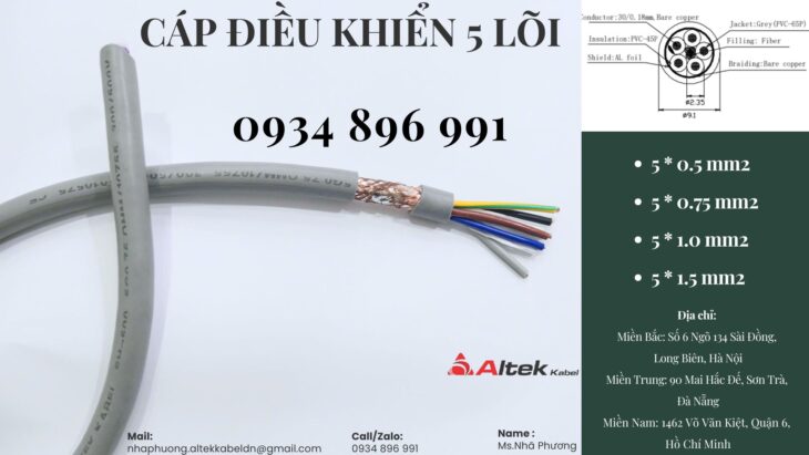 Cáp Điều Khiển Chống Nhiễu 5 Lõi Hà Nội, Hồ Chí Minh Giao Ngay