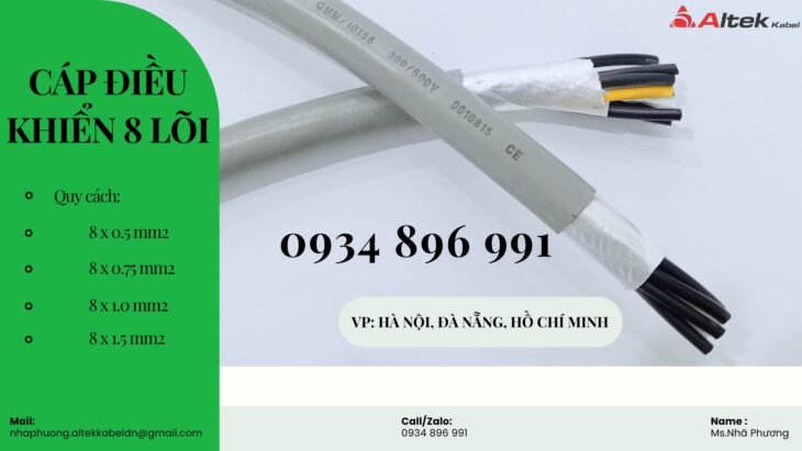Cáp Điều Khiển 8 Lõi Chống Nhiễu Có Sẵn Quảng Nam, Gia Lai, Quảng Ngãi