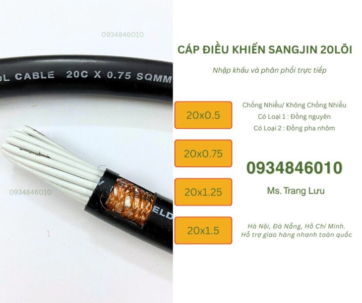 Cáp RVVP/ CXV 20×0.5/20×0.75/20×1.25/20×1.5 Hà Nội, Đà Nẵng, HCM
