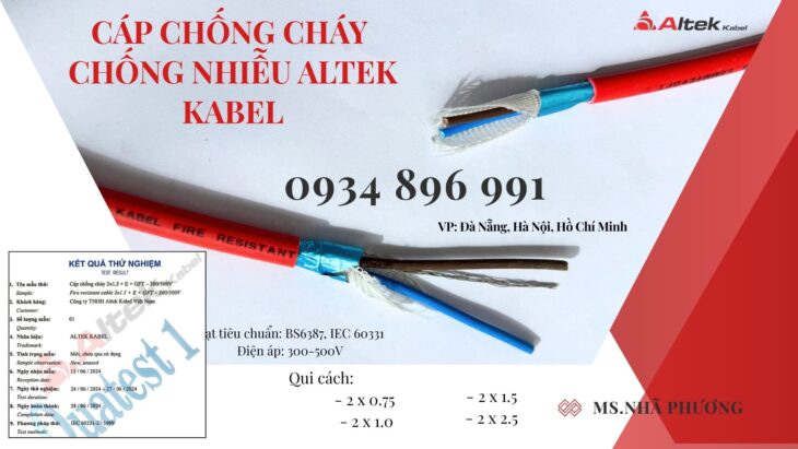 Cáp Điện Chống Cháy Chống Nhiễu 2×1.0 Giao Ngay Bình Dương, Quảng Nam, Quảng Ngãi.