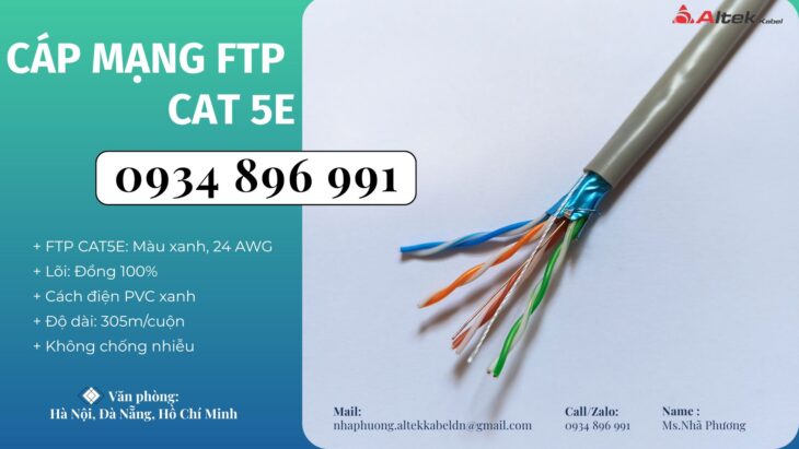 Cáp Mạng Ftp Cat 5e –24awg Giao Ngay Huế, Đà Nẵng, Quảng Trị.