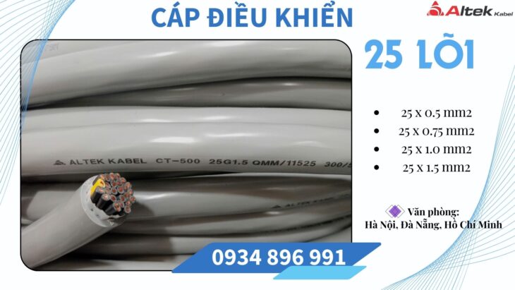 Cáp Tín Hiệu 25X 1.0 mm2 Dùng Trong Hệ Thống Điều Khiển Quy Nhơn, Bình Định, Gia Lai