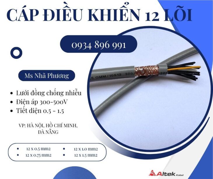 Cáp Tín Hiệu 12 Lõi 0.5mm² Có Sẵn Đà Nẵng, Hà Nội, Hồ Chí Minh