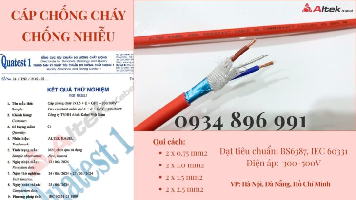 Cáp Chống Cháy Chống Nhiễu 2×2.5 Đà Nẵng, HÀ NỘI, HỒ CHÍ MINH
