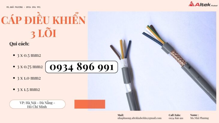 CÁP ĐIỀU KHIỂN 3 LÕI CHỐNG NHIỄU ĐÀ NẴNG, HUẾ, QUẢNG TRỊ