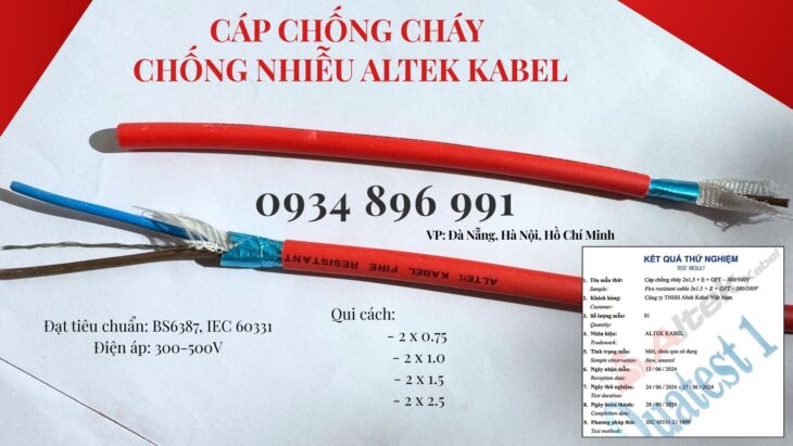 Cáp Điện Chống Cháy Chống Nhiễu 2×1.0 Giao Ngay Bình Dương, Quảng Nam, Quảng Ngãi.