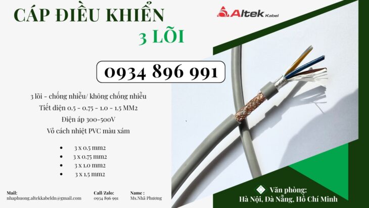 Cáp Tín Hiệu Chống Nhiễu 3×1.5 Quảng Bình, Quảng Nam, Quảng Ngãi
