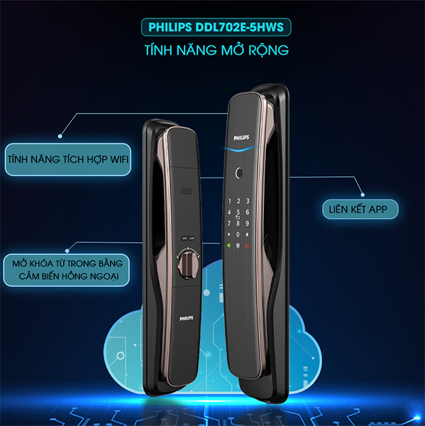 Khóa vân tay Philips DDL702E-5HWS