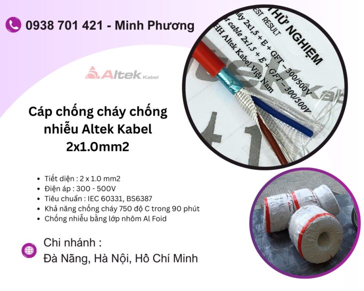 Cáp chống cháy chống nhiễu Altek Kabel 2×1.0mm2 chính hãng Đà Nẵng, Huế, Gia Lai