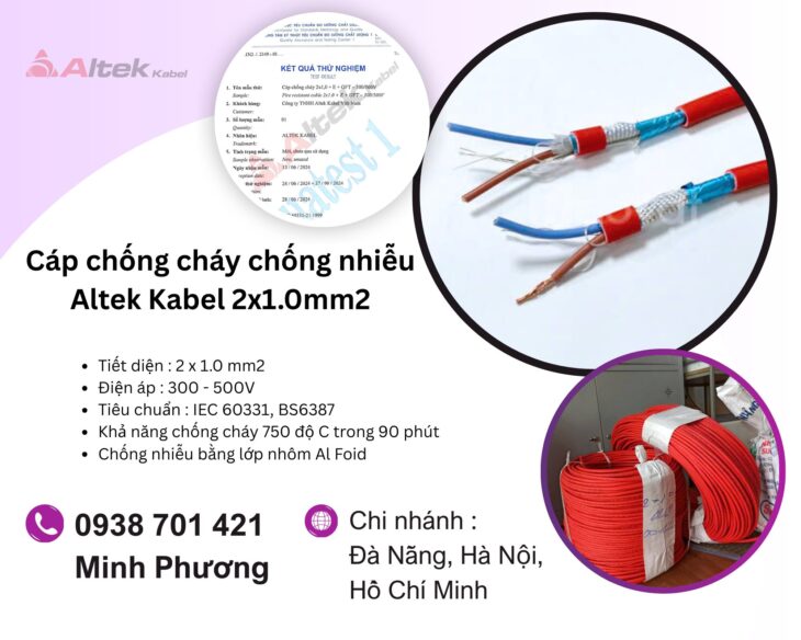 Cáp chống cháy chống nhiễu Altek Kabel 2×1.0mm2 chính hãng Đà Nẵng, Huế, Gia Lai