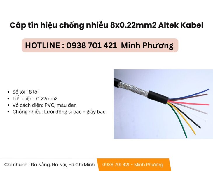 Cáp tín hiệu chống nhiễu 8×0.22mm2 Altek Kabel giao ngay Đà Nẵng, Hà Tĩnh, Thanh Hóa