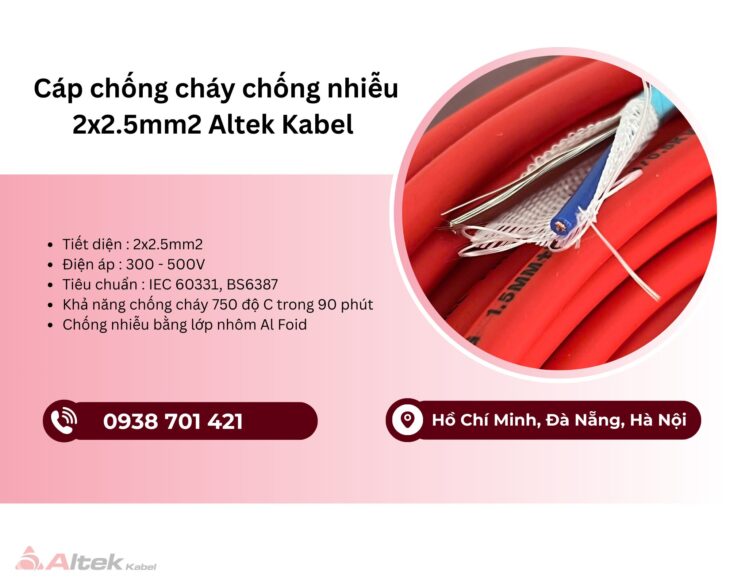 Cáp chống cháy chống nhiễu Altek Kabel 2×2.5mm2 Đà Nẵng, Huế, Thanh Hóa