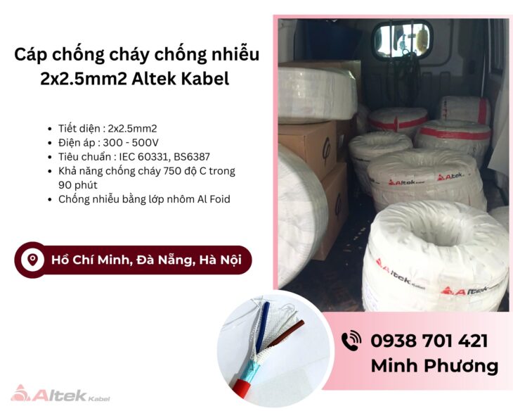 Cáp chống cháy chống nhiễu Altek Kabel 2×2.5mm2 Đà Nẵng, Huế, Thanh Hóa