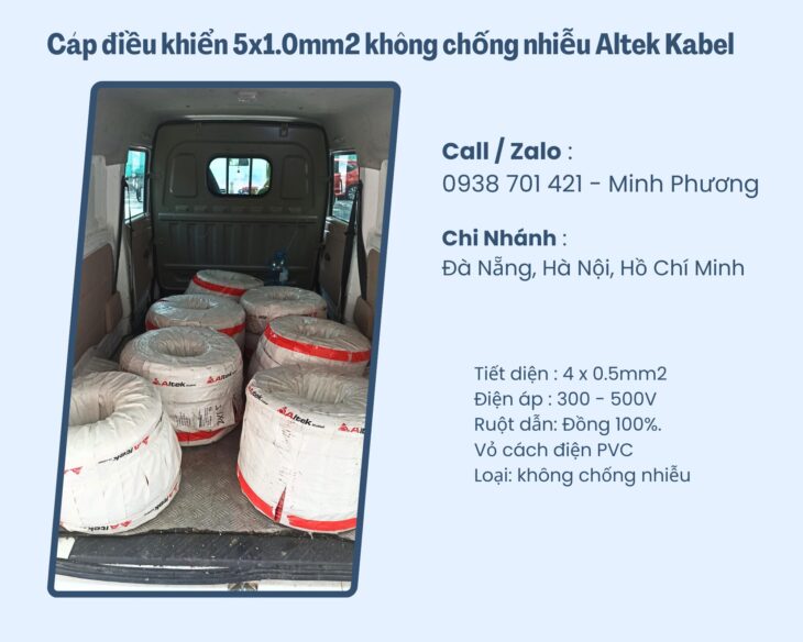 Cáp điều khiển 5×1.0mm2 không chống nhiễu Altek Kabel Đà Nẵng, Hải Dương, Hải Phòng