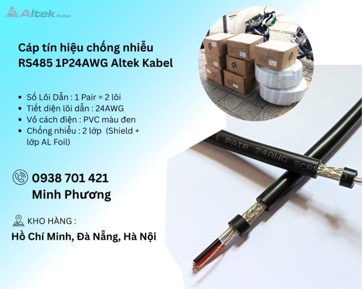 Cáp tín hiệu chống nhiễu RS485 1P24AWG Altek Kabel Đà Nẵng, Hà Nội, Khánh Hòa