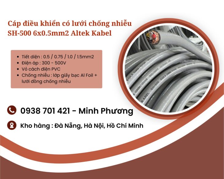 Cáp điều khiển có lưới chống nhiễu SH-500 6×0.5mm2 Altek Kabel Hà Nội, Huế, Quy Nhơn