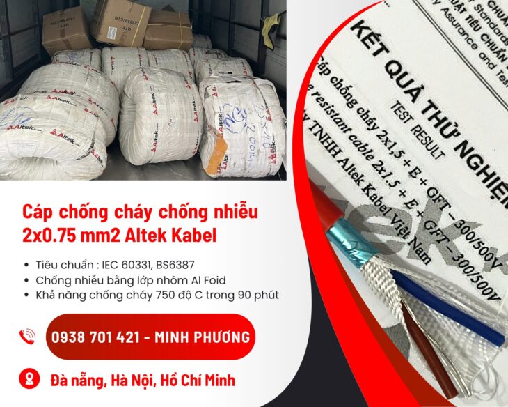 Cáp chống cháy chống nhiễu 2 lõi 0.75mm2 Altek Kabel Thanh Hóa, Nghệ An, Đồng Nai