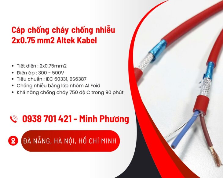 Cáp chống cháy chống nhiễu 2 lõi 0.75mm2 Altek Kabel Thanh Hóa, Nghệ An, Đồng Nai