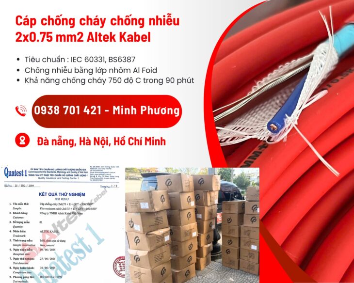 Cáp chống cháy chống nhiễu 2 lõi 0.75mm2 Altek Kabel Thanh Hóa, Nghệ An, Đồng Nai