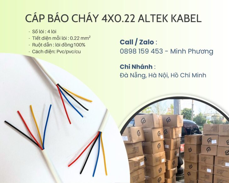 Cáp báo cháy 4×0.22mm2 Altek Kabel Đà Nẵng, Hà Nội, Quảng Ngãi
