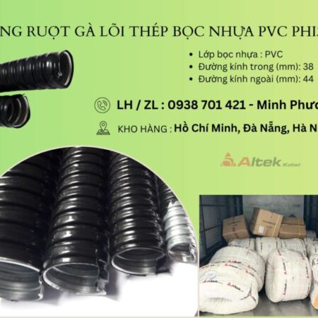 Ống ruột gà lõi thép bọc nhựa Pvc phi38 Huế, Quảng Trị, Quy Nhơn