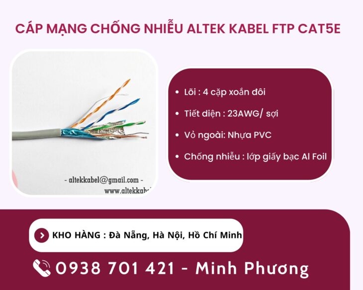 Cáp mạng chống nhiễu Altek Kabel FTP cat5e Hà Nội, Bình Định, Quảng Bình