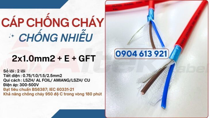 Cáp Chống Cháy Chống Nhiễu Altek Kabel 2×1.5mm2 đạt tiêu chuẩn IEC60331, BS6387 Cáp Chống Cháy Chống Nhiễu Altek Kabel 2×1.5mm2 đạt tiêu chuẩn IEC60331, BS6387