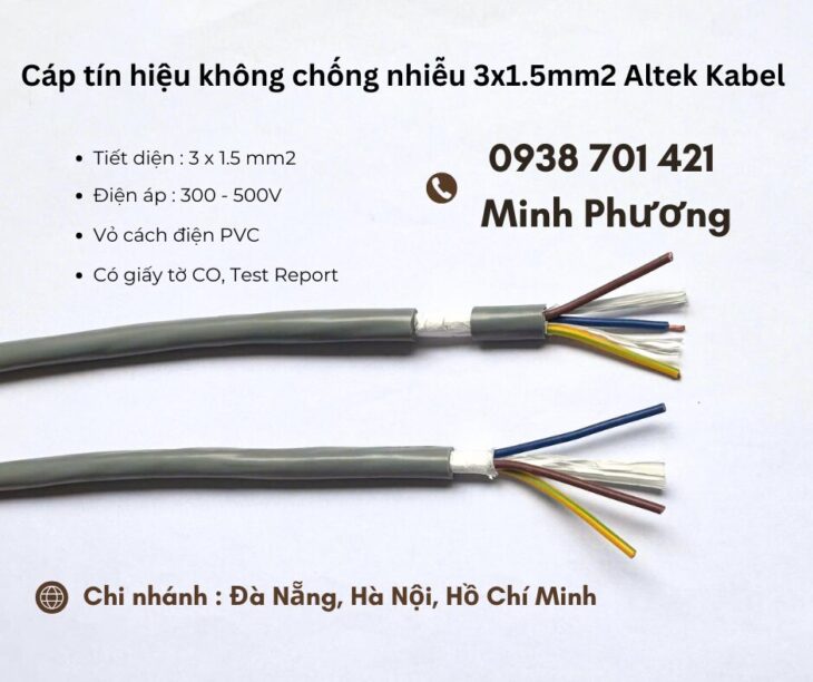 Cáp tín hiệu không chống nhiễu 3×1.5mm2 Altek Kabel chính hãng – giá tốt Đà Nẵng
