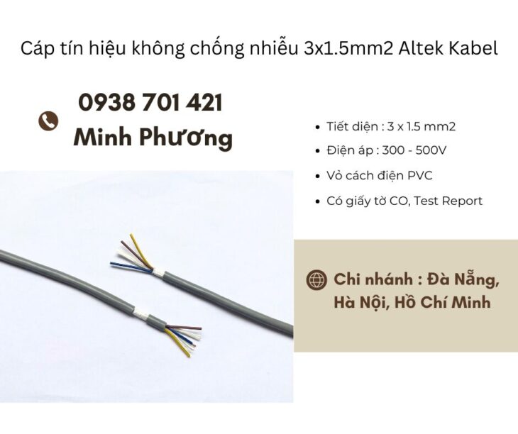 Cáp tín hiệu không chống nhiễu 3×1.5mm2 Altek Kabel chính hãng – giá tốt Đà Nẵng
