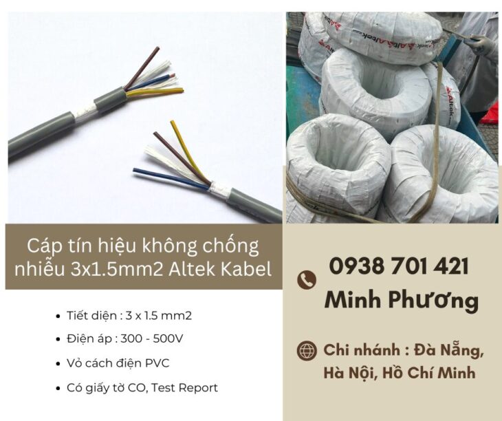 Cáp tín hiệu không chống nhiễu 3×1.5mm2 Altek Kabel chính hãng – giá tốt Đà Nẵng