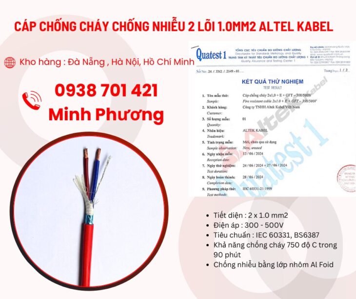 Cáp chống cháy chống nhiễu 2 lõi 1.0mm2 Altel Kabel giao ngay – toàn quốc