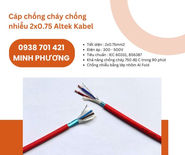 Cáp điện chống cháy chống nhiễu 2×0.75 Altek Kabel sẵn kho Đà Nẵng, Hà Nội, Hồ Chí Minh