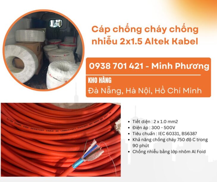 Cáp chống cháy chống nhiễu 2×1.5 Altek Kabel Bình Định, Phú Yên, Khánh Hòa