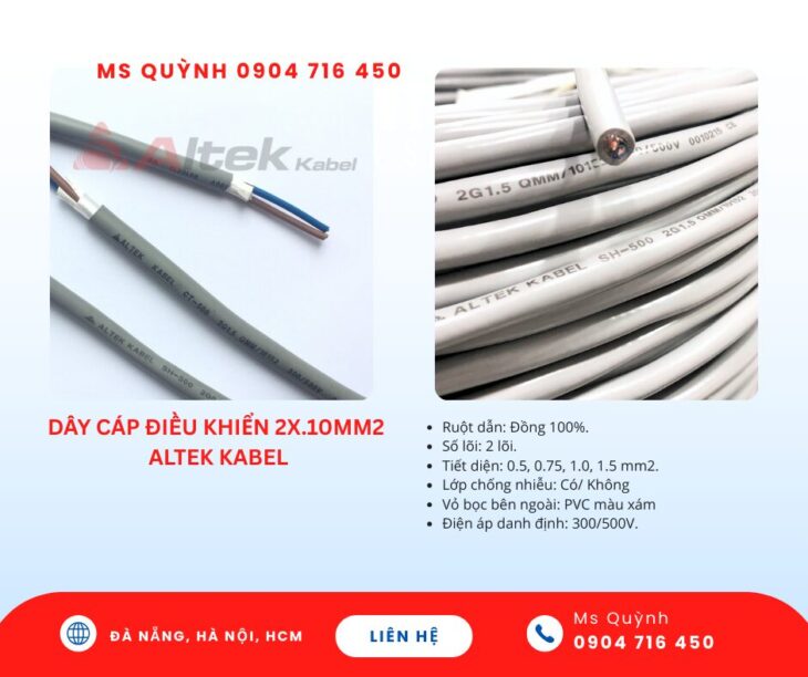 Cáp điều khiển Altek Kabel 2×1.0mm2 DVVS Đà Nẵng, Huế, Quảng Ngãi, Bình Định