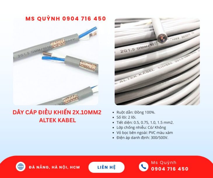 Cáp điều khiển Altek Kabel 2×1.0mm2 DVVS Đà Nẵng, Huế, Quảng Ngãi, Bình Định