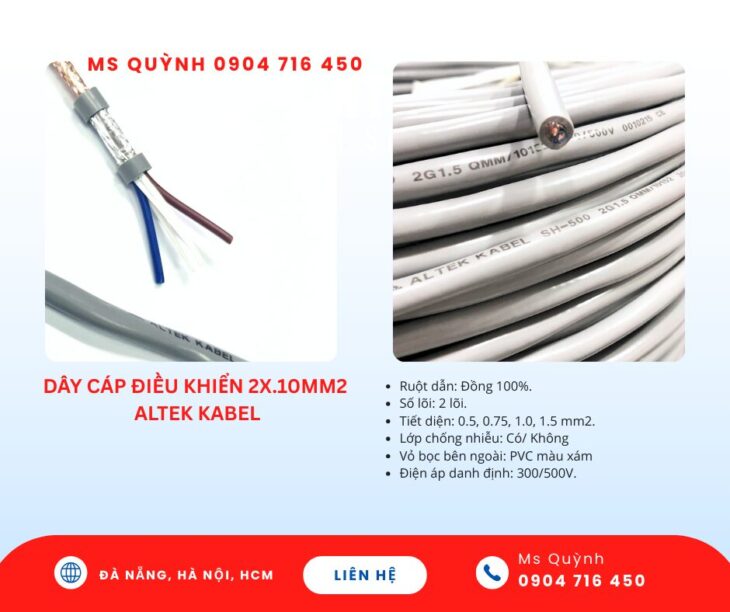 Cáp điều khiển Altek Kabel 2×1.0mm2 DVVS Đà Nẵng, Huế, Quảng Ngãi, Bình Định