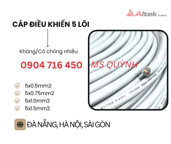 Cáp điều khiển thang máy 5×0.5, 5×0.75, 5×1.0 Altek Kabel