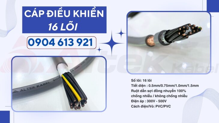 Cáp điều khiển 16×0.5/16×0.75/16×1.0/16×1.5 Altek Kabel – pp tại Đà Nẵng