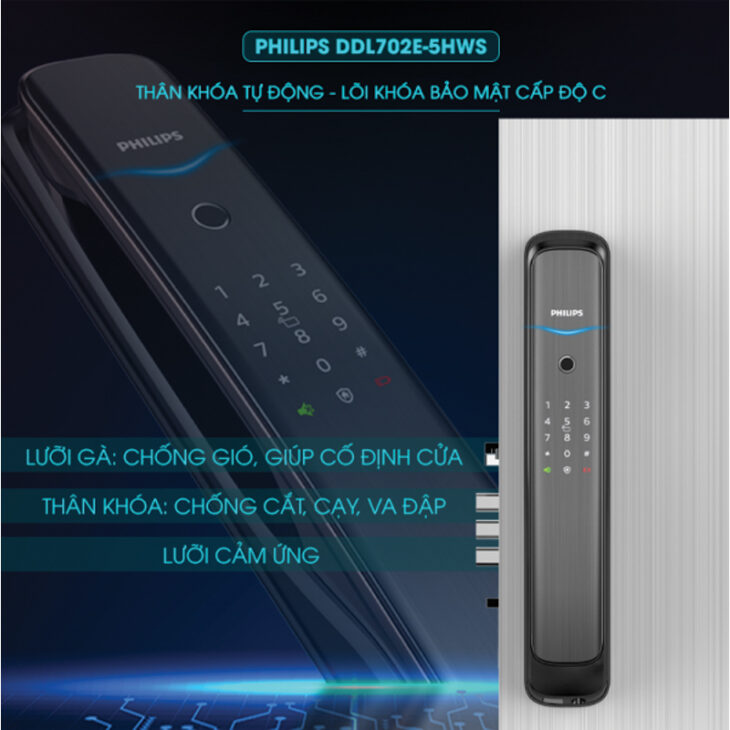 Khóa vân tay Philips DDL702E-5HWS