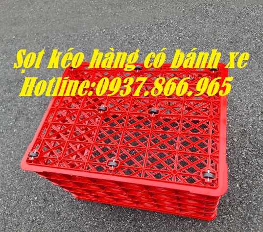 Sọt nhựa dùng trong các nhà máy kéo hàng, sọt 8 bánh xe, sọt nhựa kéo hàng tại Hà Nô