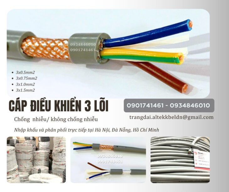 Cáp điều khiển 3×0.5, 3×0.75, 3×1.0, 3×1.5 Altek Kabel chính hãng giá xưởng