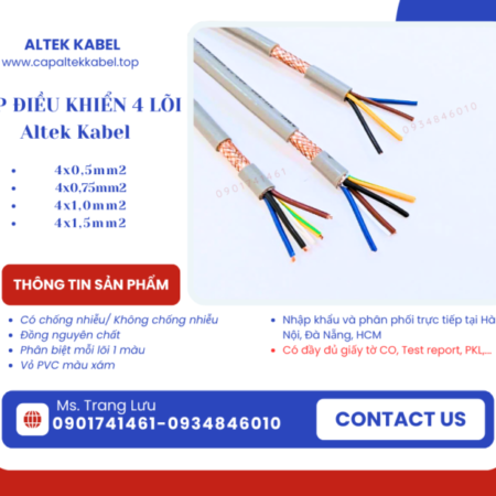 Cáp điều khiển chống nhiễu/ không chống nhiễu 4×0.5, 4×0.75, 4×1.0, 4×1.5
