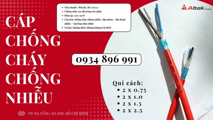 Cáp Chống Cháy Chống Nhiễu 2×2.5 Mm2 Giao Ngay Cần Thơ, Long An, Vũng Tàu