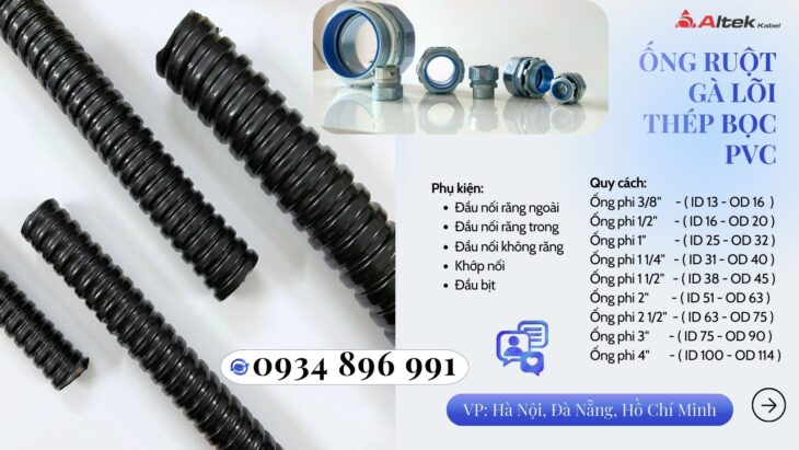 Ống Ruột Gà Lõi Thép Phi 16, Phi 20 Có Sẵn Quảng Nam, Quảng Ngãi