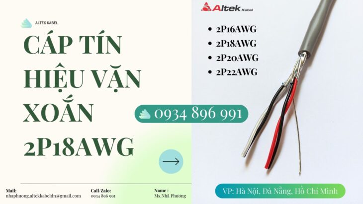 Cáp vặn xoắn 2 Pair 20 AWG – Phân phối Đà Nẵng, Huế, Quảng Trị